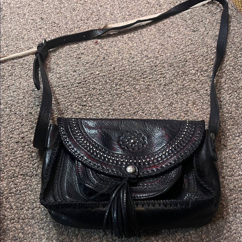 Patricia Nash black leather purse Black Leather Crossbody Bag